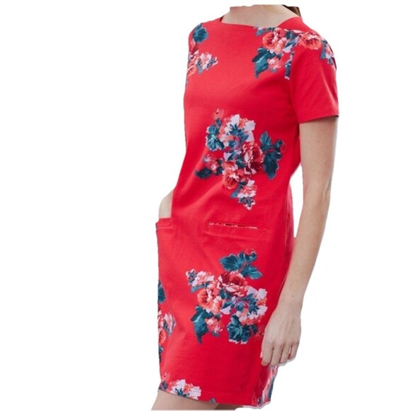 Joules dress Short Sleeve Red with front pockets Size 4 - Picture 1 of 8